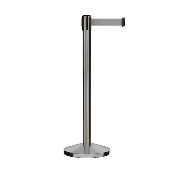 Montour Line Stanchion Belt Barrier Sat.Steel Post 13ft. Lt Gry Belt ES400-SS-LGY-130 - main